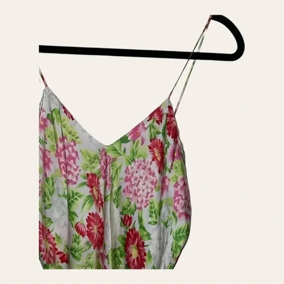 0283. FANTASIES BY MORGAN TAYLOR 100%‎ SILK NIGHTY FLORAL SPAGHETTI STRAPS SZ M - Picture 2 of 8